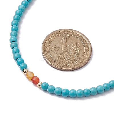 Synthetic Turquoise & Natural Carnelian Beaded Necklaces NJEW-TA00161-1