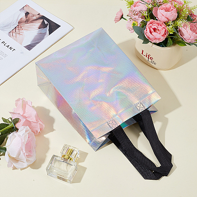 20Pcs Iridescent Rainbow Cloth Gift Tote Bags ABAG-GO0001-15-1