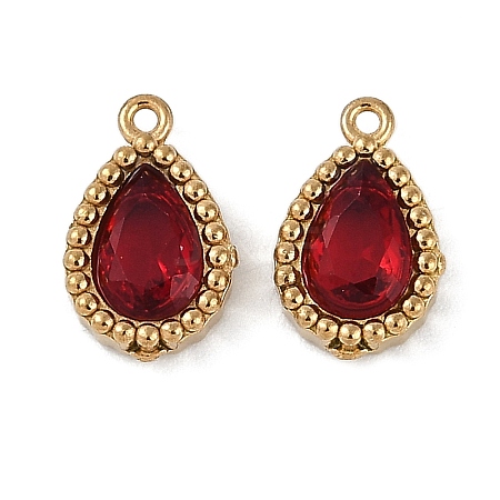Ion Plating(IP) 304 Stainless Steel Micro Pave Cubic Zirconia Charms STAS-K256-20G-07-1