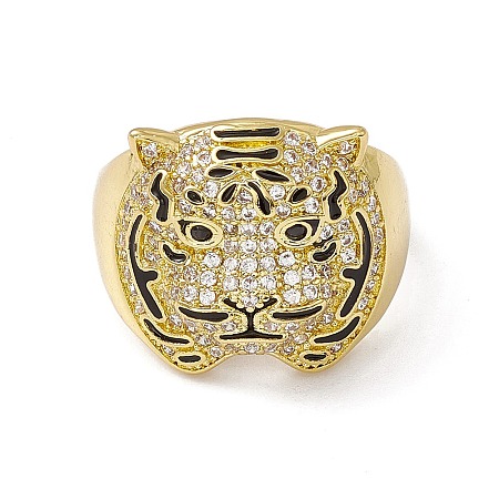 Clear Cubic Zirconia Tiger Open Cuff Ring RJEW-M144-12G-1