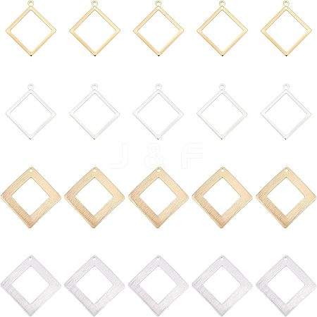 SUPERFINDINGS 40Pcs 4 Style  Rack Plating Eco-friendly Brass Pendants KK-FH0004-06-1