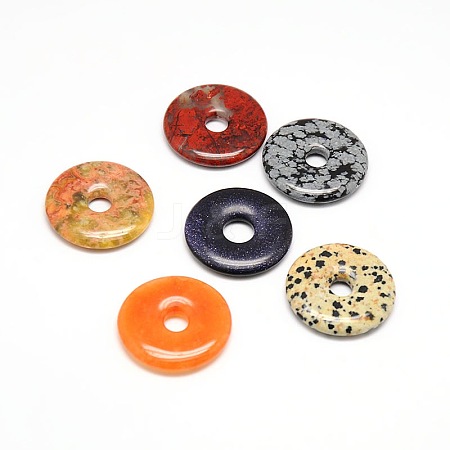 Donut/Pi Disc Natural Gemstone Pendants G-L234-40mm-M-1