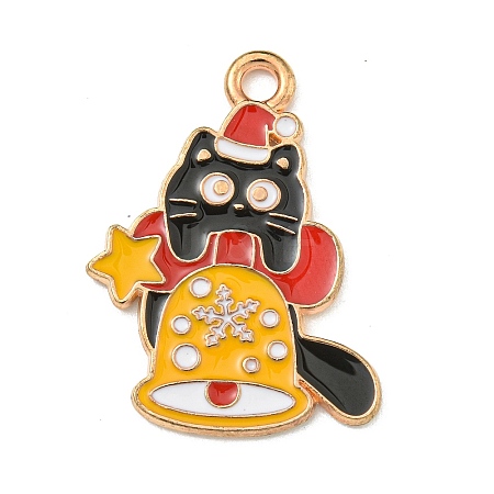 Christmas Kitty Alloy Enamel Pendants ENAM-I060-02A-1