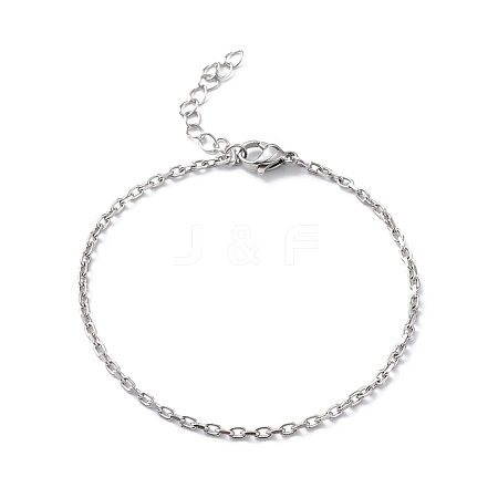 Non-Tarnish 304 Stainless Steel Cable Chain Bracelet for Men Women STAS-B039-04P-1