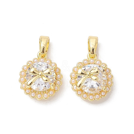 Brass Micro Pave Clear Cubic Zirconia Charms KK-K360-15G-1