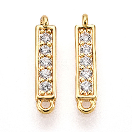 Brass Micro Pave Clear Cubic Zirconia Connector Charms KK-N261-79G-1