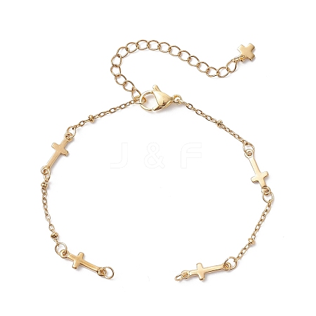304 Stainless Steel Cross Link Chain Bracelet Making AJEW-JB01380-01-1