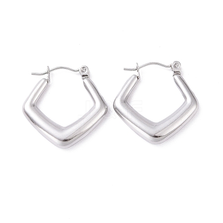 304 Stainless Steel Rhombus Hoop Earrings for Women EJEW-G293-21P-1