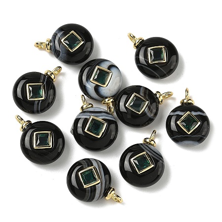Natural Black Banded Agate Pendants G-H328-08G-D20-1