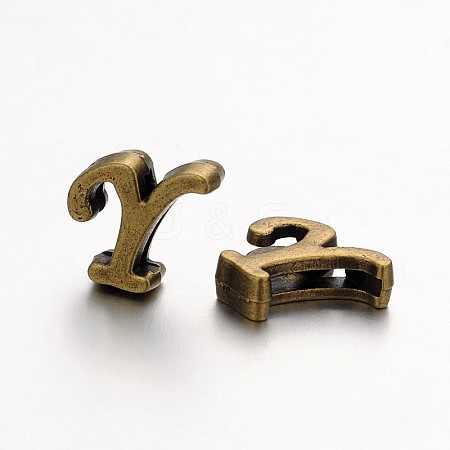 Tibetan Style Antique Bronze Plated Alloy Letter Slide Charms LS-PALLOY-J542-Y-NF-1