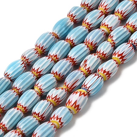 Handmade Millefiori Glass Oval Beads Strands LK-Z001-02A-04-1