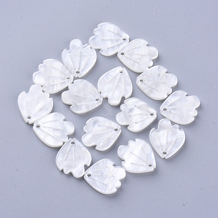  Jewelry Beads Findings Cellulose Acetate(Resin) Pendants, Fish, Creamy White, 15x13x3mm, Hole: 1.2mm