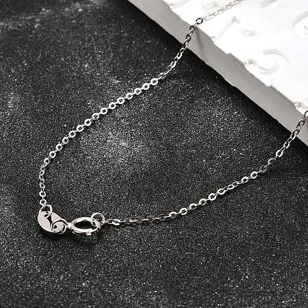 Anti-Tarnish Electroplated Rhodium Plated Sterling Silver Cable Chain Necklaces X-NJEW-N0048-46-18-1