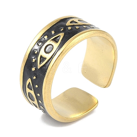 Ion Plating(IP) 304 Stainless Steel Enamel Eye Cuff Finger Rings RJEW-L107-055G-02-1