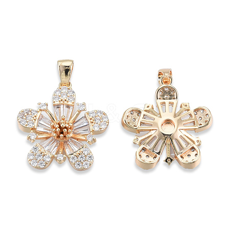 Brass Pave Clear Cubic Zirconia Pendants KK-N232-470-1