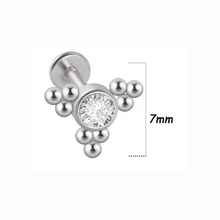 316L Surgical Stainless Steel & G23 Titanium & Crystal Rhinestone Flat Round Cartilage Earrings WGA7630-22-1