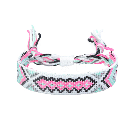 Polyester-cotton Braided Rhombus Pattern Cord Bracelet LS-FIND-PW0013-001A-10-1