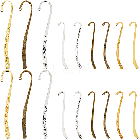 18Pcs 9 Style Tibetan Style Alloy Bookmarks Findings with Hole AJEW-SC0002-57-1