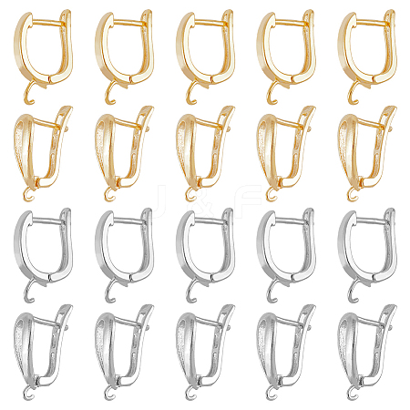 DICOSMETIC 24Pcs 4 Styles Brass Hoop Earring Findings KK-DC0003-13-1