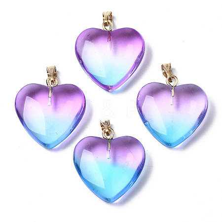 Two Tone Spray Painted Glass Pendants X-GLAA-N035-016-C02-1