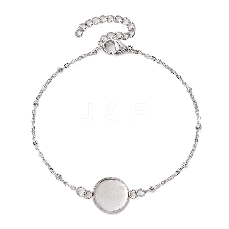 304 Stainless Steel Round Cabochon Setting Bracelets BJEW-JB11091-02-1