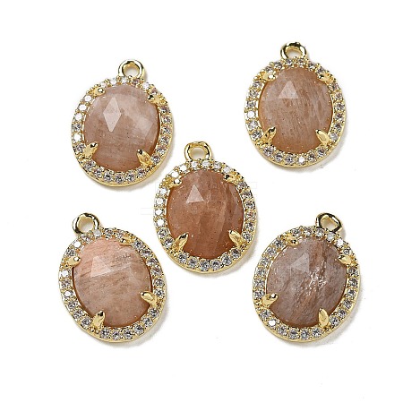 Natural Sunstone Faceted Oval Pendants G-I375-02G-06-1