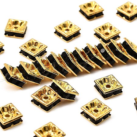 Brass Rhinestone Spacer Beads RSB074NF-04G-1