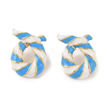 Brass with Enamel Twist Stud Earrings for Women EJEW-Q389-02G-05-1