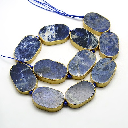Oval Natural Sodalite Beads Strands G-N0119-01-1