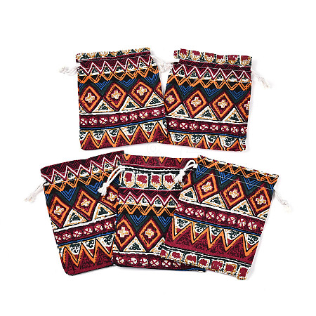 Ethnic Style Burlap Packing Pouches ABAG-N009-06C-01-1