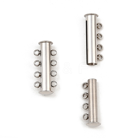 Non-Tarnish 4-Strands 304 Stainless Steel Slide Lock Clasps STAS-H402-35P-01-1