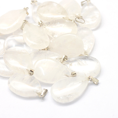 Teardrop Natural Quartz Crystal Pendants G-Q368-08-1