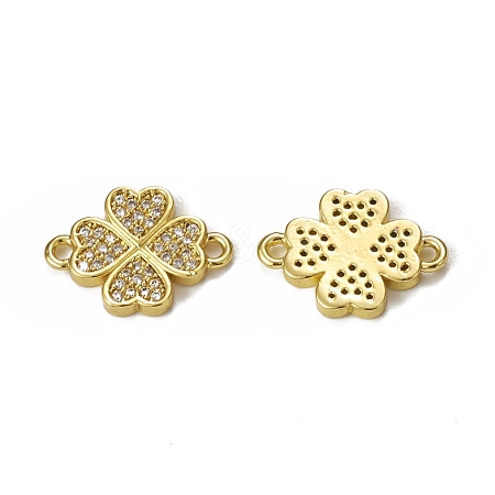 Brass Micro Pave Clear Cubic Zirconia Connector Charms KK-E068-VB338-1