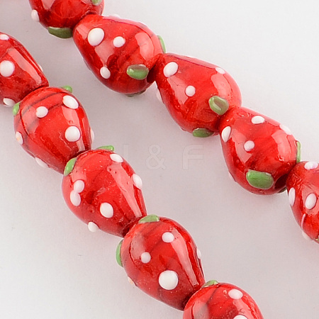 Handmade Lampwork 3D Strawberry Beads LAMP-R109B-15-1