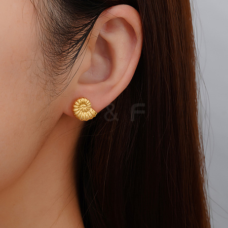 Elegant Stainless Steel Seashell Stud Earrings TI3103-1