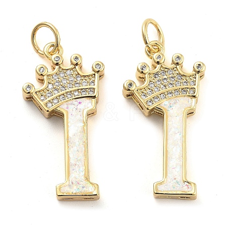 Brass Micro Pave Clear Cubic Zirconia Pendants KK-G498-01I-02-1