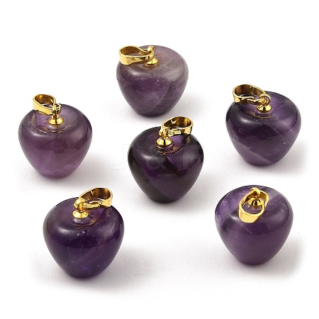 Natural Amethyst Teacher Apple Charms G-Z022-02O-G-1