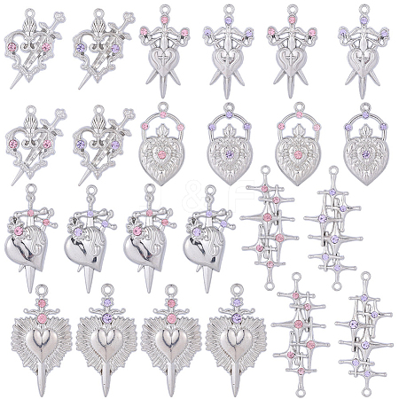 24Pcs 12 Styles Alloy Rhinestone Connector Charms FIND-SC0022-21A-1