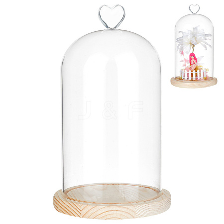 Heart Glass Dome Cover AJEW-WH0471-48D-1