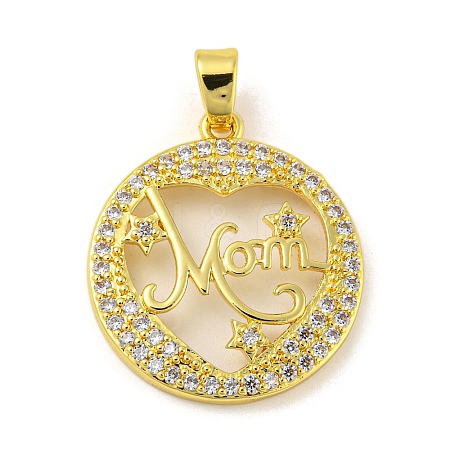 Real 18K Gold Plated Mother's Day Rack Plating Brass Micro Pave Cubic Zirconia Pendants KK-R153-05G-1