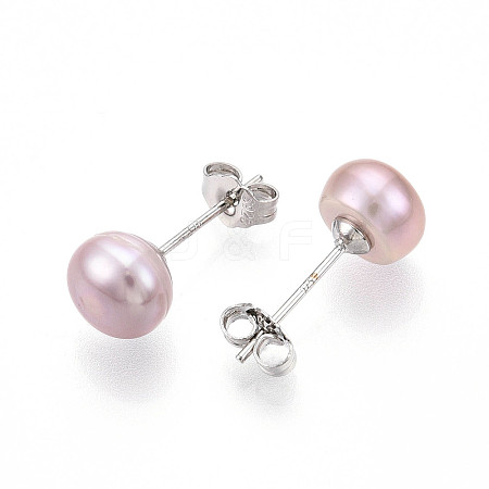 Pearl Ball Stud Earrings EJEW-Q701-01B-02-1