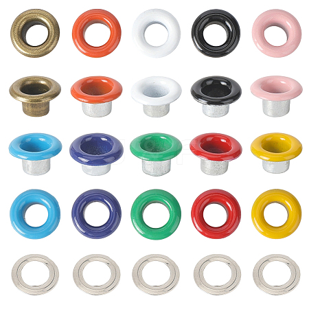 200 Sets 10 Colors Iron Grommet Eyelet Findings SCRA-GF0001-10B-05-1
