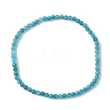 3mm Natural Apatite Faceted Round Beaded Stretch Bracelets for Women BJEW-JB10842-03-1