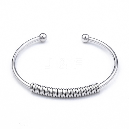 Non-Tarnish 304 Stainless Steel Open Cuff Bangle for Girl Women BJEW-N013-008P-1