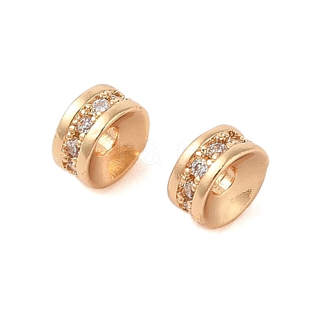 Brass Micro Pave Cubic Zirconia Beads KK-B100-043G-02-1