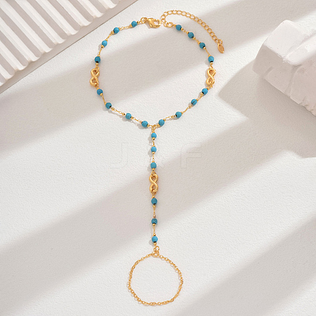 Elegant Brass & Plastic Round Beads Link Chain Toe Ring Anklets for Women QC4234-2-1