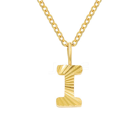 Personalized Stainless Steel Textured Alphabet Initial Pendant Necklaces for Women Men RF0956-9-1