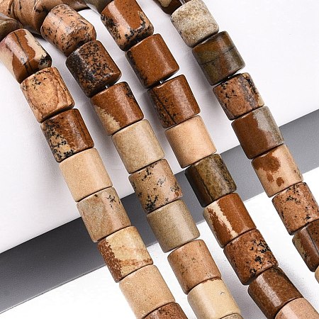 Natural Picture Jasper Beads Strands G-Q606-01A-01-1