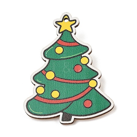 Christmas Theme Wood Printed Brooches for Women LS-JEWB-Z029-01A-1