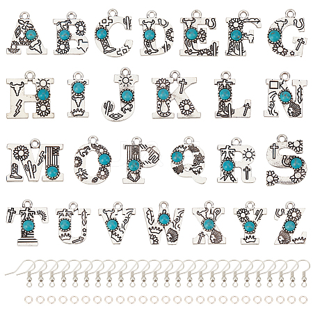 DIY Initial Alphabet Alloy Dangle Earrings Making Kit DIY-SC0024-99-1